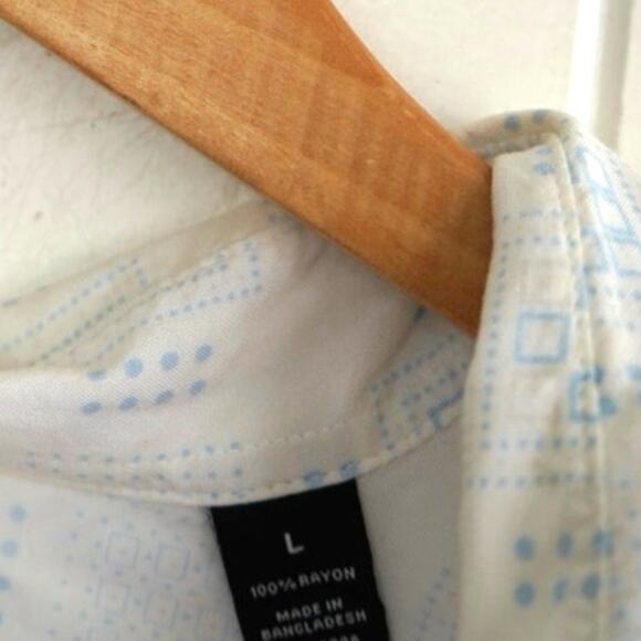 Via Europa Mens Casual Button Down Summer Pattern Top Sz L - Picture 7 of 8